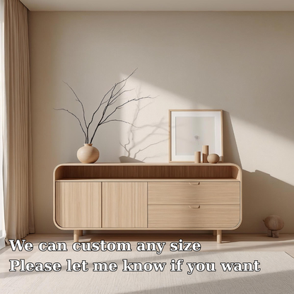 Contemporary Solid Wood Console Cabinet with Sliding Doors – Modern Storage Unit - view 6 of 7