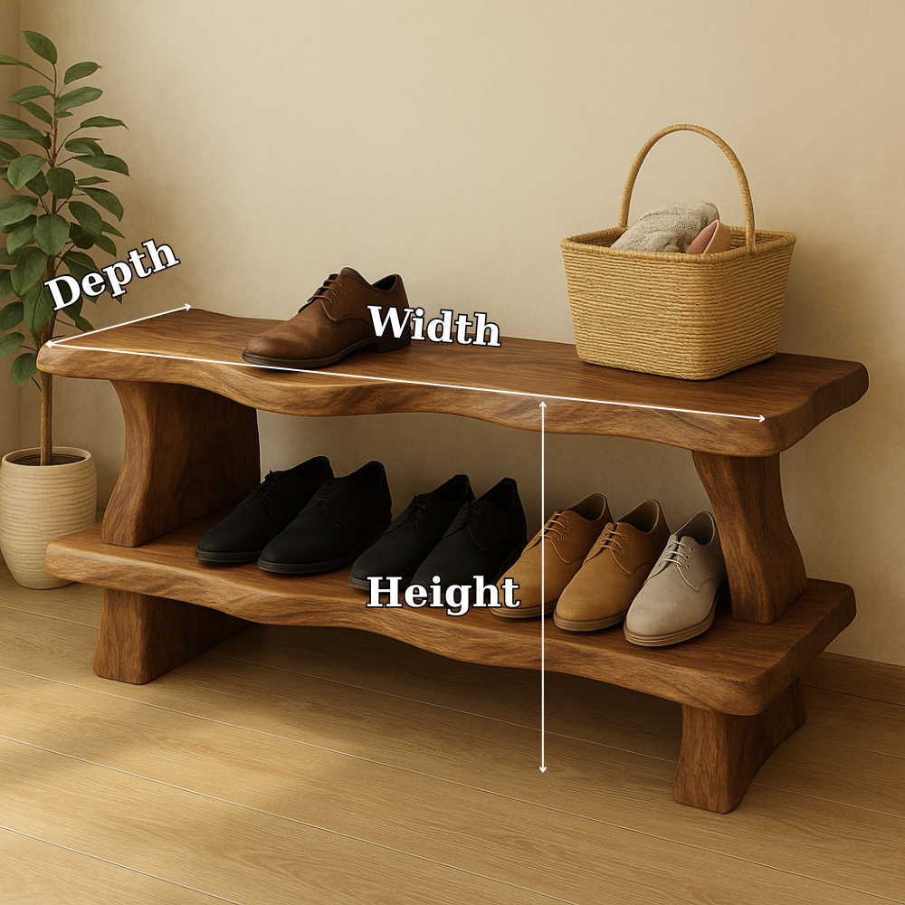 Rustic Wooden Shoe Storage Bench – Solid Wood Entryway Bench with Open Shelf - view 7 of 7