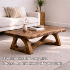 Live Edge Solid Wood Coffee Table with Sculptural Base – Rustic Modern Living Room Table - view 5 of 7