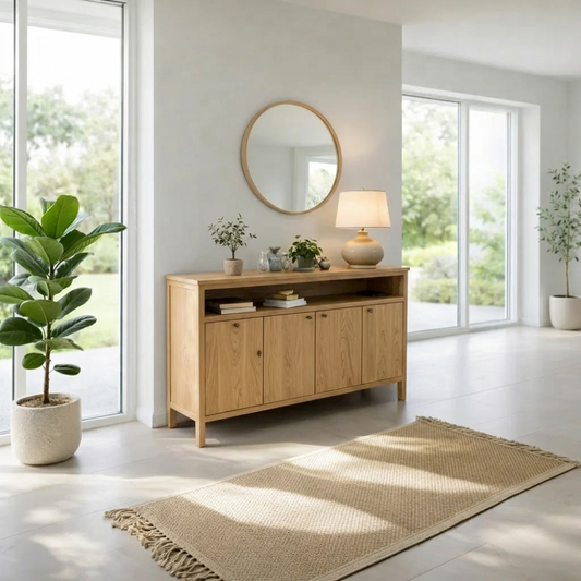 Solid Wood Sideboard Console with Cabinet Doors & Shelf, Modern Storage Cabinet - view 1 of 7