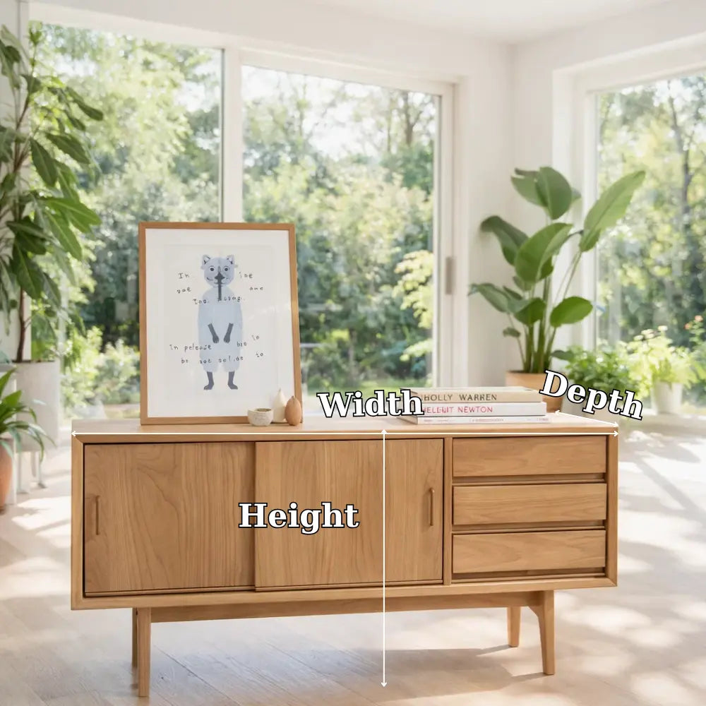 Solid Wood Console Table Modern Sideboard with Drawers and Cabinet - view 7 of 7