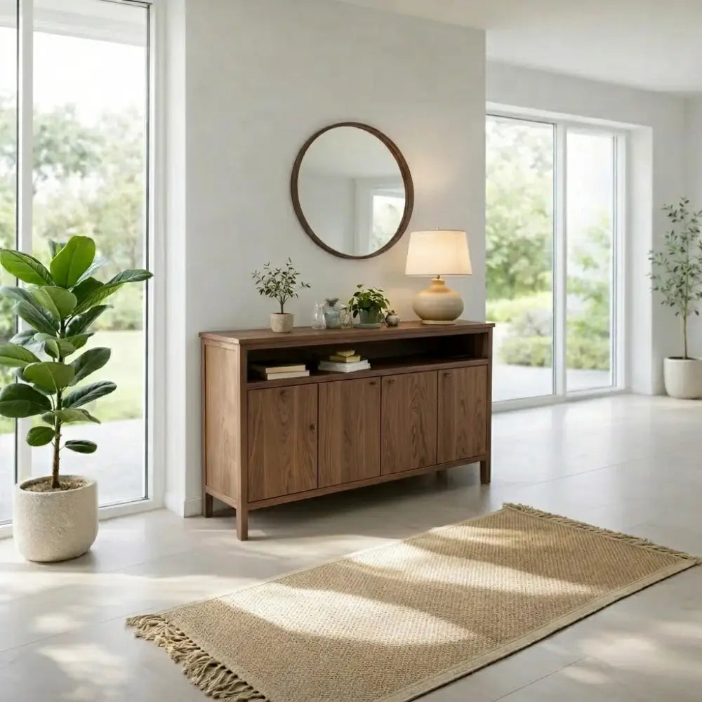 Modern Console Table with Cabinet Doors & Open Shelf - view 2 of 7