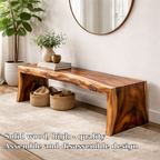 Live Edge Solid Wood Entryway Bench | Modern Organic Design with Natural Finish - view 5 of 7