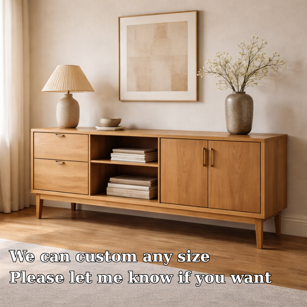 Solid Wood Console Cabinet with Drawers, Doors and Open Shelf Storage - view 6 of 7