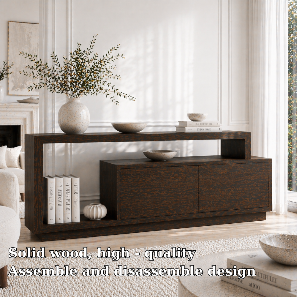 Minimalist Solid Wood Console Sideboard – Modern Walnut Entryway Storage Table - view 5 of 7
