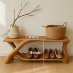 Modern Wooden Shoe Storage Bench – Solid Wood Entryway Bench with Shelf - view 6 of 7