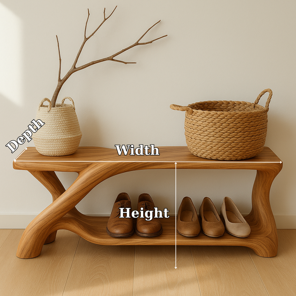 Modern Wooden Shoe Storage Bench – Solid Wood Entryway Bench with Shelf - view 6 of 7