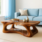 Solid Wood Coffee Table Modern Sculptural Base Natural Live Edge Design - view 7 of 7
