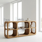 Minimalist Light Oak Console Cabinet - Sculptural Open Shelf Sideboard - view 7 of 7