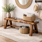 Rustic Solid Wood Entryway Bench with Storage | Modern Hallway Seating - view 7 of 7
