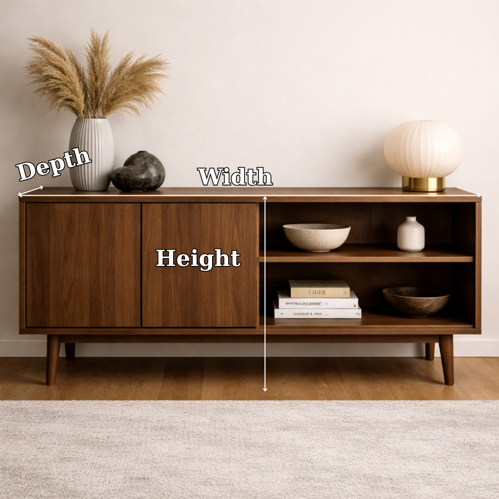 Minimalist Solid Wood Console Cabinet with Sliding Door and Open Shelf - view 7 of 7