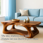 Solid Wood Coffee Table Modern Sculptural Base Natural Live Edge Design - view 6 of 7