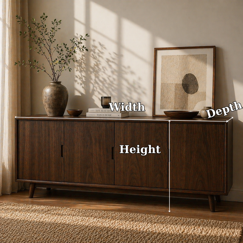 Modern Solid Wood Sideboard Cabinet with 4 Doors – Minimalist Storage Credenza - view 7 of 7