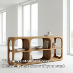 Minimalist Light Oak Console Cabinet - Sculptural Open Shelf Sideboard - view 6 of 7