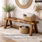 Rustic Solid Wood Entryway Bench with Storage | Modern Hallway Seating - view 6 of 7
