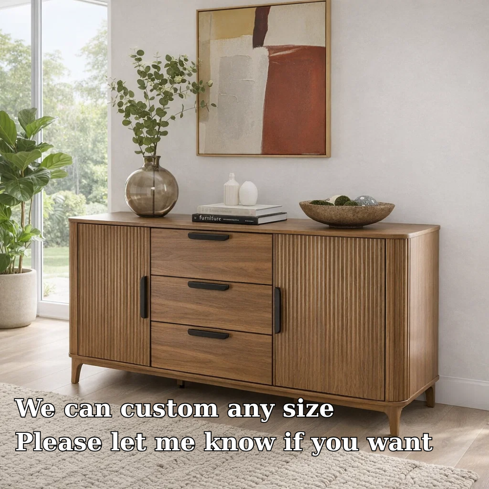 Fluted Sideboard Cabinet with Drawers and Doors – Modern Storage Buffet Console - view 7 of 7