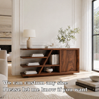 Solid Wood Console Sideboard with Open Shelves – Modern Walnut Storage Cabinet - view 6 of 7