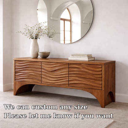Solid Wood Console Table with Wave Front Drawers – Modern Entryway Storage Cabinet - view 6 of 7