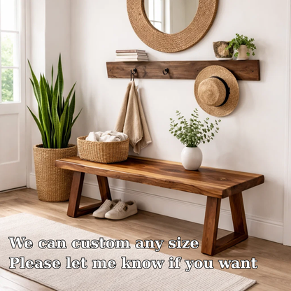 Solid Wood Entryway Bench with Storage | Rustic Modern Hallway Bench - view 6 of 7