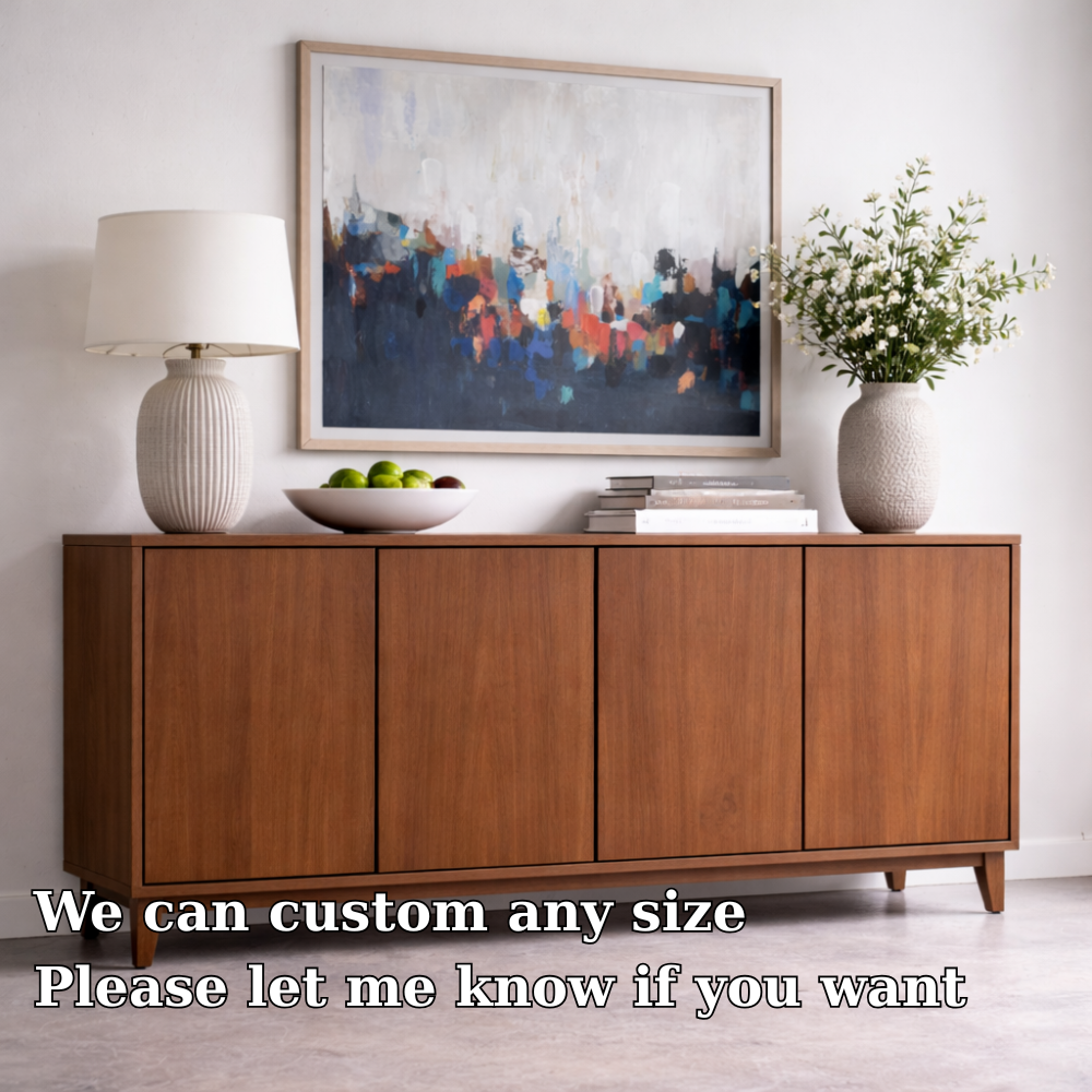 Modern Solid Wood Console Table with 4 Doors – Walnut Storage Sideboard Cabinet - view 6 of 7