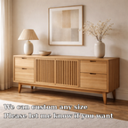 Solid Wood Console Cabinet with Slatted Doors and Drawer Storage - view 5 of 7