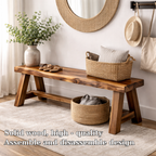 Rustic Solid Wood Entryway Bench with Storage | Modern Hallway Seating - view 5 of 7