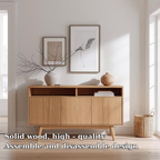 Mid-Century Modern Solid Wood Console Cabinet with Open Shelf and Storage - view 5 of 7