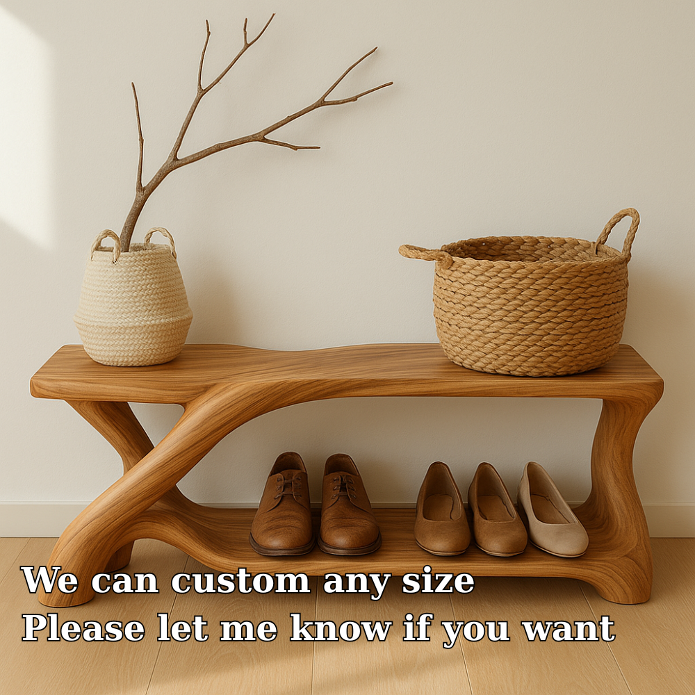 Modern Wooden Shoe Storage Bench – Solid Wood Entryway Bench with Shelf - view 5 of 7