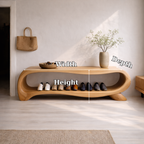 Modern Solid Wood Entryway Bench with Shoe Storage Shelf – Curved Wooden Shoe Rack Bench - view 7 of 7