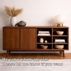 Modern Walnut Console Cabinet with Doors and Open Display Shelving - view 6 of 7