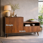 Solid Wood Console Cabinet with Open Shelf and Storage Doors – Modern Sideboard - view 7 of 7