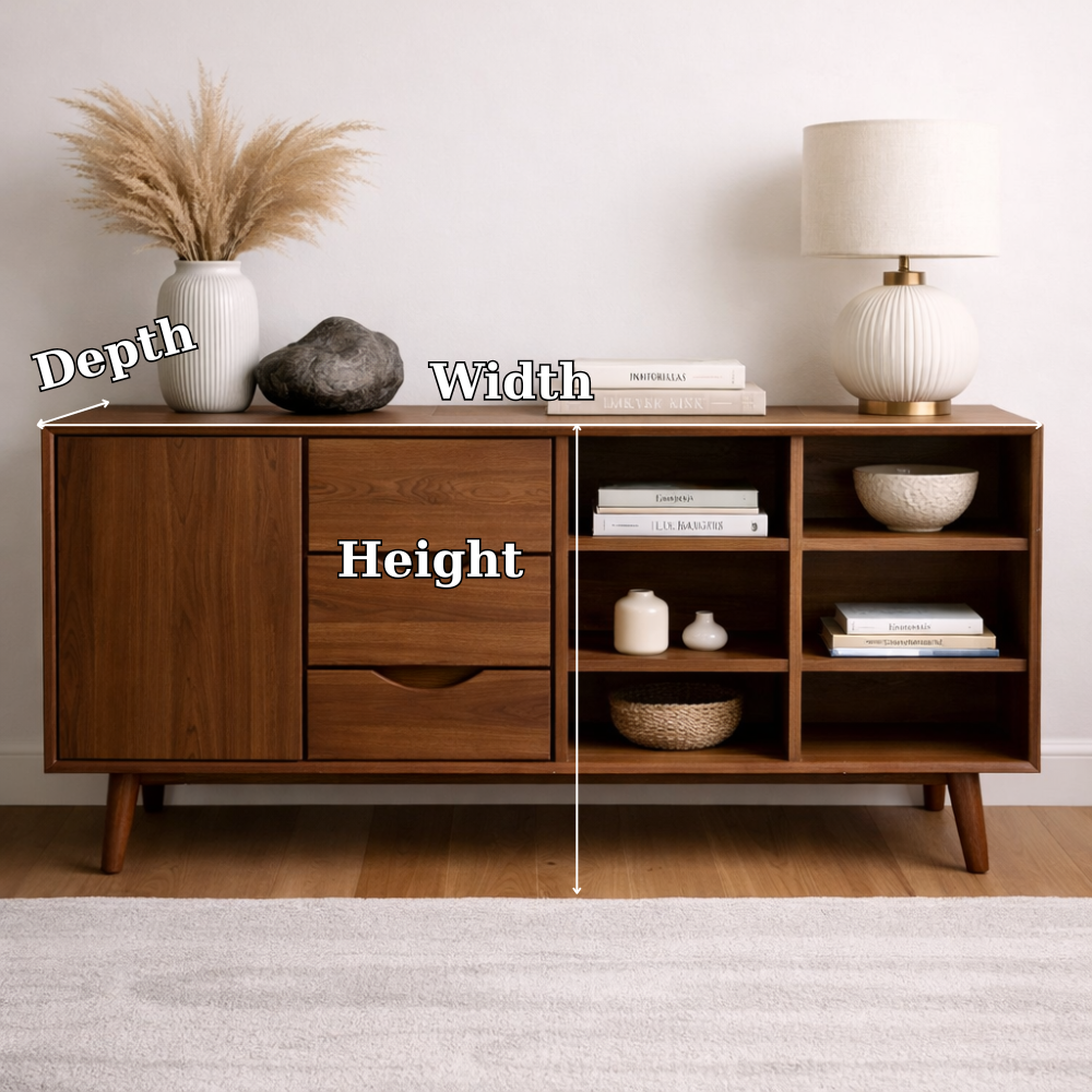 Modern Console Cabinet with Drawers, Door and Display Shelves - view 7 of 7