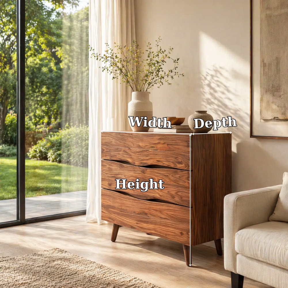Live Edge Solid Wood Console Sideboard – Rustic Modern Walnut Storage Cabinet - view 6 of 7