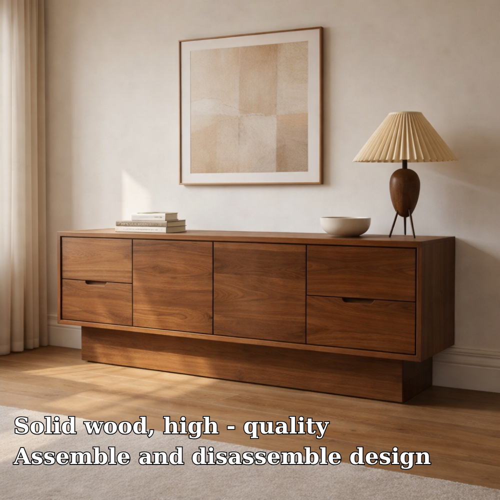 Solid Wood Console Cabinet with Drawers and Modern Storage Design - view 5 of 7
