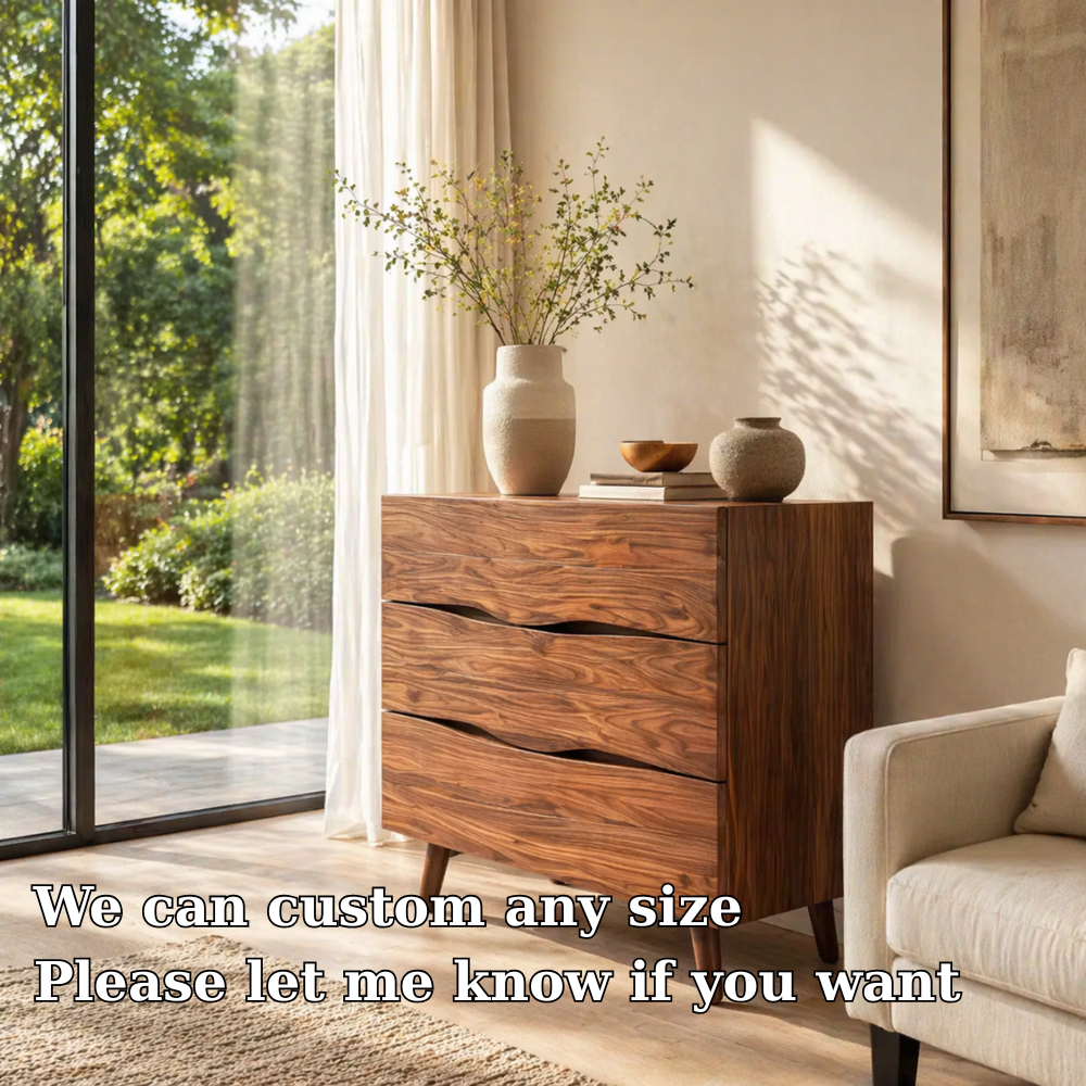 Live Edge Solid Wood Console Sideboard – Rustic Modern Walnut Storage Cabinet - view 7 of 7