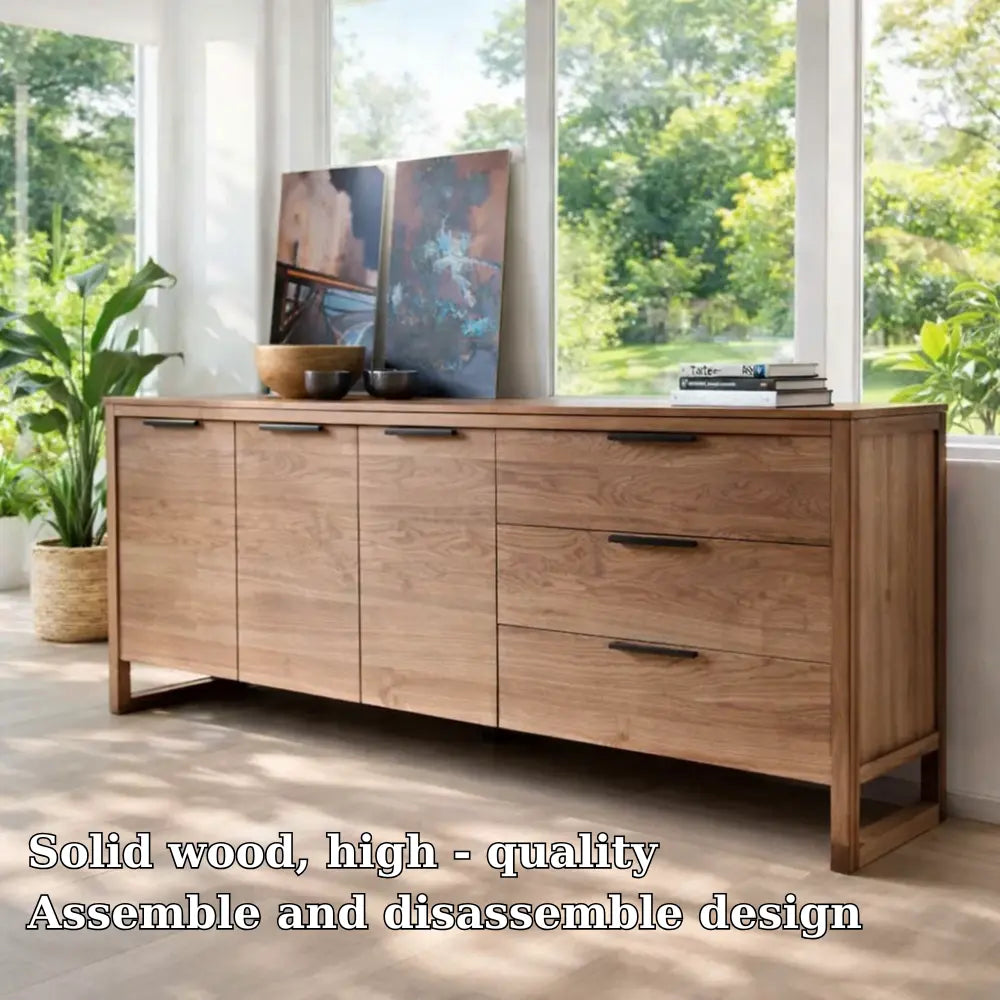 Solid Wood Modern Console Table with Drawers and Cabinet Storage - view 5 of 7