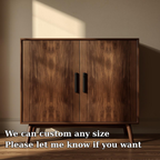 Sleek Walnut Console Cabinet -  Mid-Century Modern Design with Black Handles - view 6 of 7