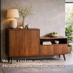 Solid Wood Console Cabinet with Open Shelf and Storage Doors – Modern Sideboard - view 6 of 7
