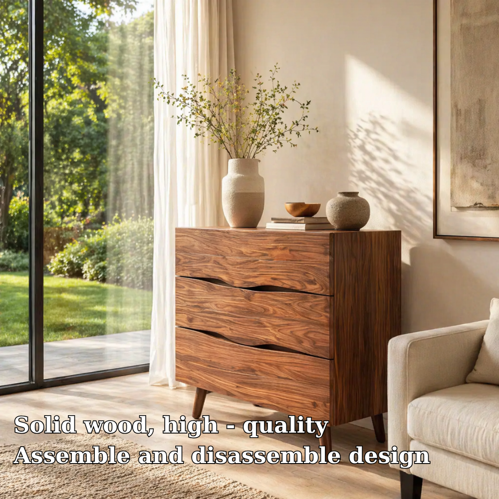 Live Edge Solid Wood Console Sideboard – Rustic Modern Walnut Storage Cabinet - view 5 of 7