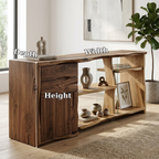 Live Edge Solid Wood Console Cabinet - Modern Rustic Sideboard with Glass Shelving - view 7 of 7