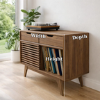 Mid Century Record Player Sideboard Cabinet with Slatted Door – Vinyl Storage Console - view 7 of 7