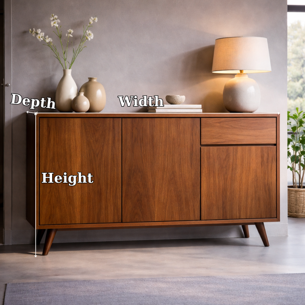 Solid Wood Console Cabinet with Drawer and Doors – Modern Entryway Storage Cabinet - view 7 of 7