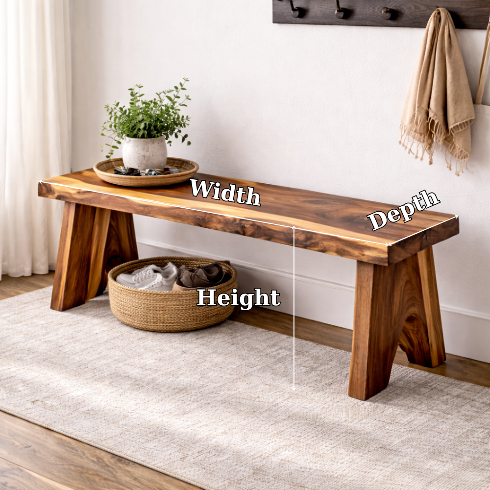 Solid Wood Entryway Bench with Storage | Rustic Hallway Seating & Shoe Rack - view 7 of 7