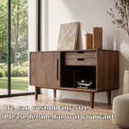 Solid Wood Console Sideboard with Open Shelf – Modern Walnut Storage Cabinet - view 5 of 7
