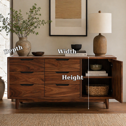 Solid Wood Sideboard Cabinet with Drawers & Door Storage – Modern Rustic Design - view 6 of 7