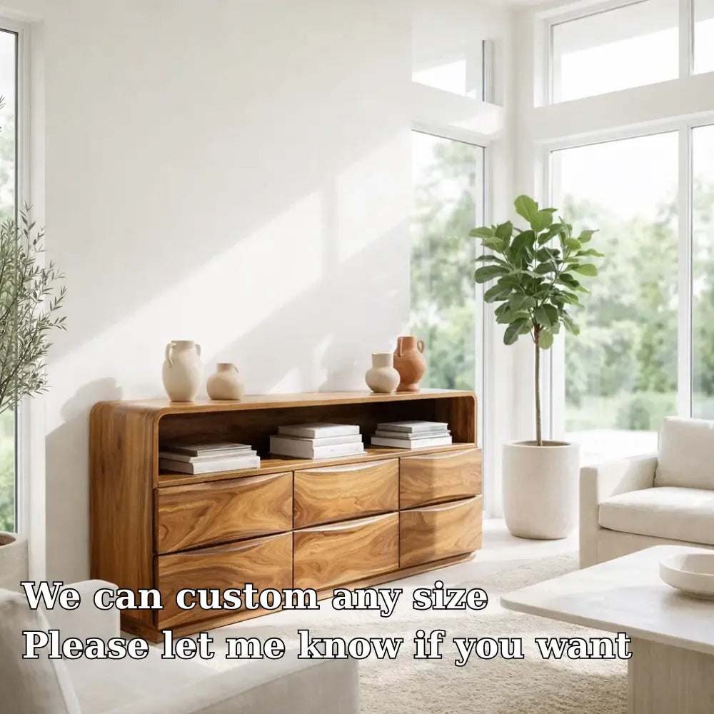 Modern Console Table with Curved Edges & Wave Drawer Design - view 6 of 7