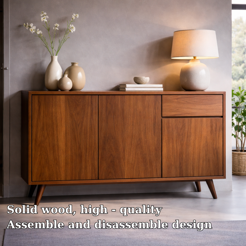 Solid Wood Console Cabinet with Drawer and Doors – Modern Entryway Storage Cabinet - view 5 of 7