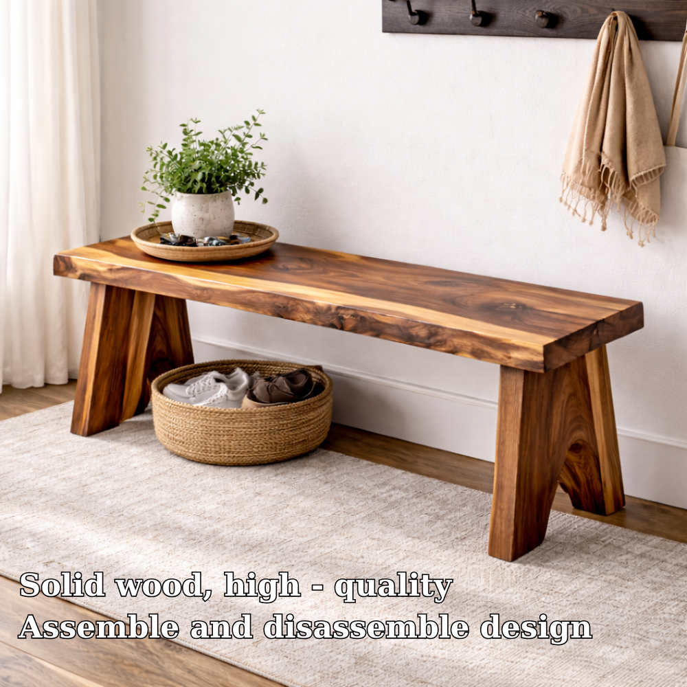 Solid Wood Entryway Bench with Storage | Rustic Hallway Seating & Shoe Rack - view 5 of 7