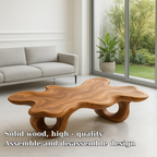 Modern Solid Wood Coffee Table with Unique Organic Shape for Contemporary Living Room - view 5 of 7