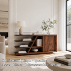 Solid Wood Console Sideboard with Open Shelves – Modern Walnut Storage Cabinet - view 5 of 7